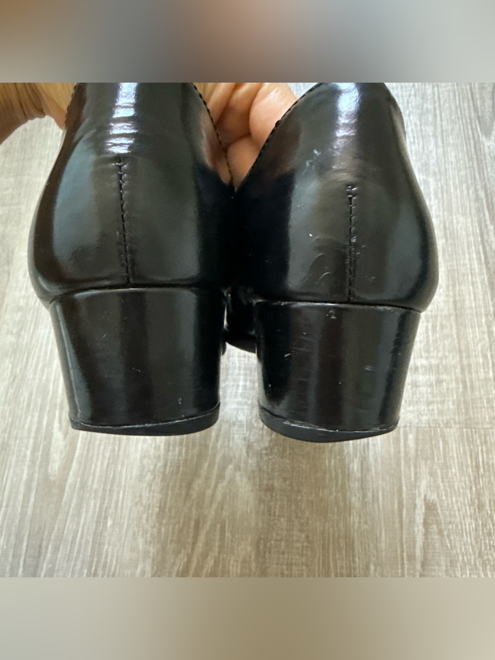Vintage Born Crown Black Patent Leather Penny Loafer With Block Heel Size 7 - Picture 11 of 11